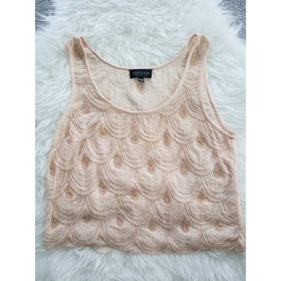 J. Crew Tops - TOPSHOP Beaded Sheer Crop top
